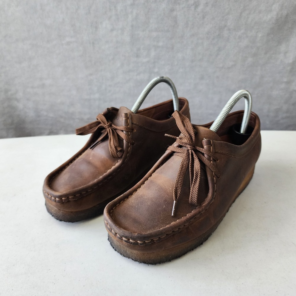 Clarks Wallabee Shoes Womens Size 9 Brown Beeswax Leather Crepe Sole Originals
